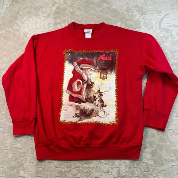 Nutcracker Sweaters - VTG Grannycore Christmas Noel Crewneck Sweatshirt Nutcracker Brand Sz‎ Small